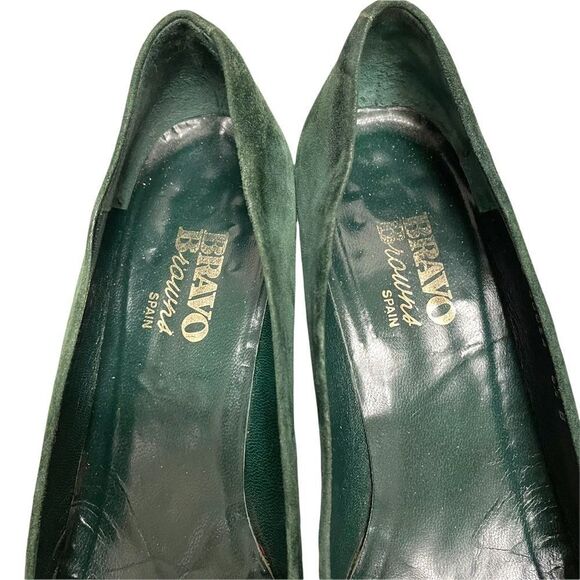 Browns Bravo Browns Suede Slip On Shoes Heels Pumps Green - Picture 13 of 14